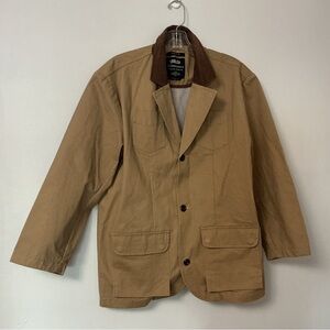 Men’s Size Large Publish Tan Field Jacket 100% Cotton with Brown Corduroy Collar